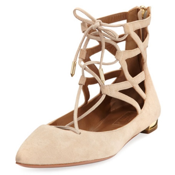 Aquazzura Belgravia Lattice Suede Flats